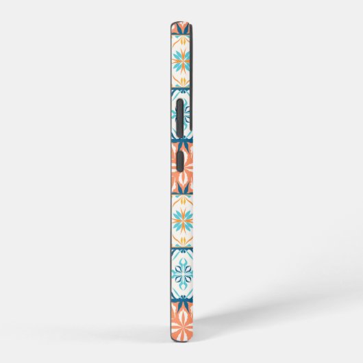 Verzierte Kacheln in Blau und Orange Samsung Galaxy Hülle (Rechte Seite)