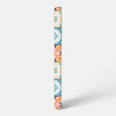 Verzierte Kacheln in Blau und Orange Samsung Galaxy Hülle (Linke Seite)