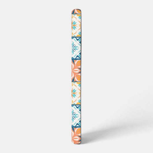 Verzierte Kacheln in Blau und Orange Samsung Galaxy Hülle (Linke Seite)