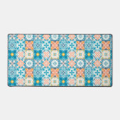 Verzierte Kacheln in Blau und Orange Schreibtischunterlage (Vorderseite)