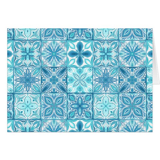 Verzierte Kacheln in Blau und Weiß (Vorderseite (Horizontal))