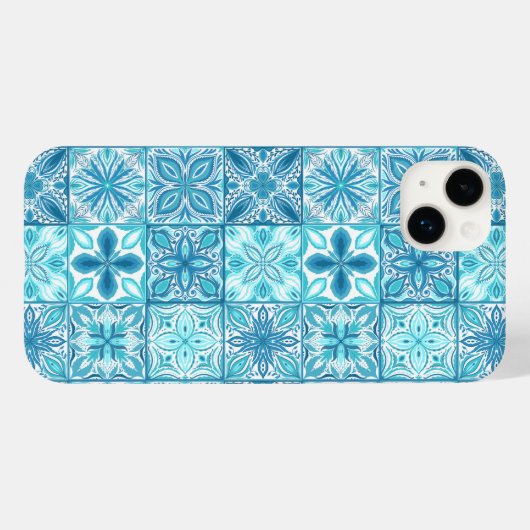Verzierte Kacheln in Blau und Weiß Case-Mate iPhone Hülle (Rückseite (Horizontal))