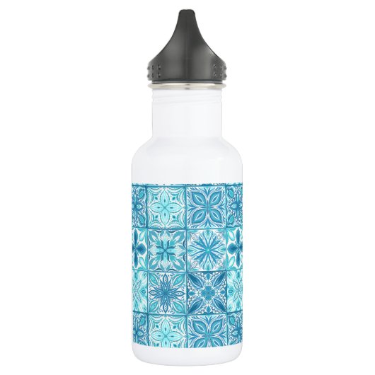 Verzierte Kacheln in Blau und Weiß Edelstahlflasche (Links)