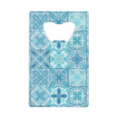 Verzierte Kacheln in Blau und Weiß Geldbeutel Flaschenöffner (Rückseite)