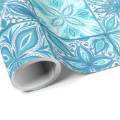 Verzierte Kacheln in Blau und Weiß Geschenkpapier (Rolleneckpunkt)