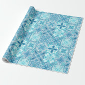Verzierte Kacheln in Blau und Weiß Geschenkpapier (Ungerollt)