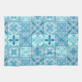 Verzierte Kacheln in Blau und Weiß Geschirrtuch (Horizontal)