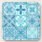 Verzierte Kacheln in Blau und Weiß Getränkeuntersetzer (Vorderseite)