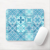 Verzierte Kacheln in Blau und Weiß Mousepad (Mit Mouse)