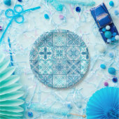 Verzierte Kacheln in Blau und Weiß Pappteller (Party)