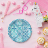 Verzierte Kacheln in Blau und Weiß Pappteller (Party)