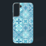 Verzierte Kacheln in Blau und Weiß Samsung Galaxy Hülle<br><div class="desc">Handgemalte verzierte Fliesen mit Blumenelementen</div>