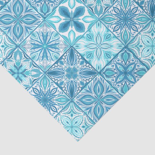 Verzierte Kacheln in Blau und Weiß Seidenpapier (Ausschnitt)