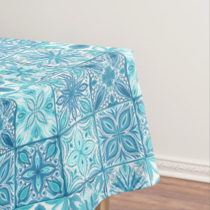 Verzierte Kacheln in Blau und Weiß Tischdecke