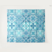 Verzierte Kacheln in Blau und Weiß Wandteppich (Vorderseite (Horizontal))