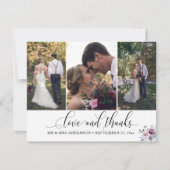 Verzierte Kalligraphie Danke für Ihre 3-Foto-Hochz Karte (Vorderseite)
