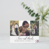 Verzierte Kalligraphie Danke für Ihre 3-Foto-Hochz Karte (Stehend Vorderseite)