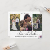 Verzierte Kalligraphie Danke für Ihre 3-Foto-Hochz Karte (Vorderseite/Rückseite Beispiel)