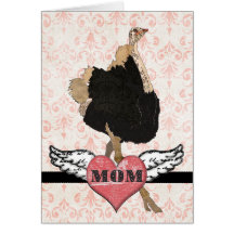 Verzierte Karte der Ostrich-Rosa-Damast-Mutter