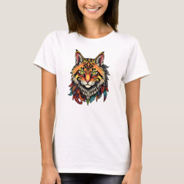 Verzierte Katzenjammer mit bunter Federn T-Shirt