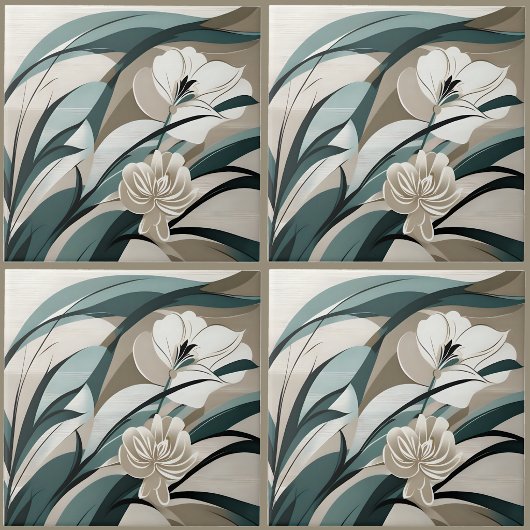 Verzierte Knospen Fliese