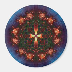 Verzierte Kreuz-Mandala Magnet