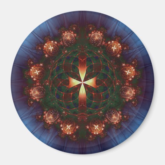 Verzierte Kreuz-Mandala Magnet (Vorne)