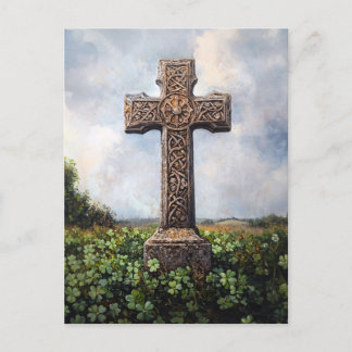 Verzierte Kreuzdenkmal-Kleeblätter Postkarte