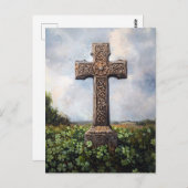 Verzierte Kreuzdenkmal-Kleeblätter Postkarte (Vorne/Hinten)