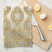 Verzierte Küchentücher Gold (Viertel Falte)