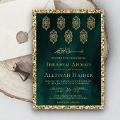 Verzierte Lanterns Emerald Green Gold Moslem Hochz Einladung