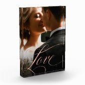 Verzierte Liebe | Imitate Rose Goldkalligrafie Fotoblock (Links)