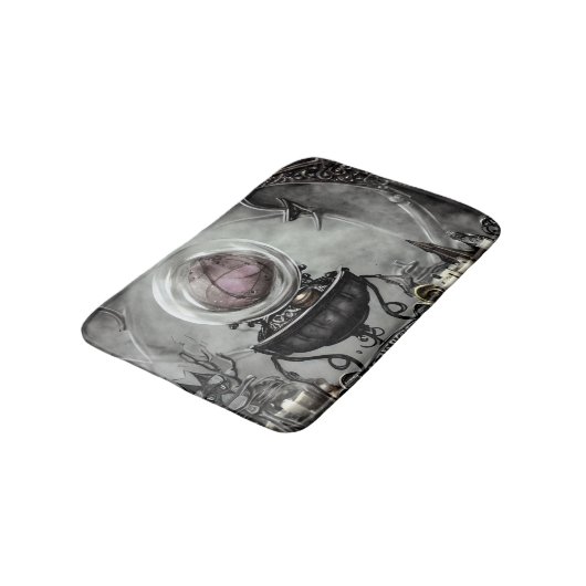 Verzierte Lila Kristallkugel- und Hexenkunstwaren Badematte (Schrägansicht)