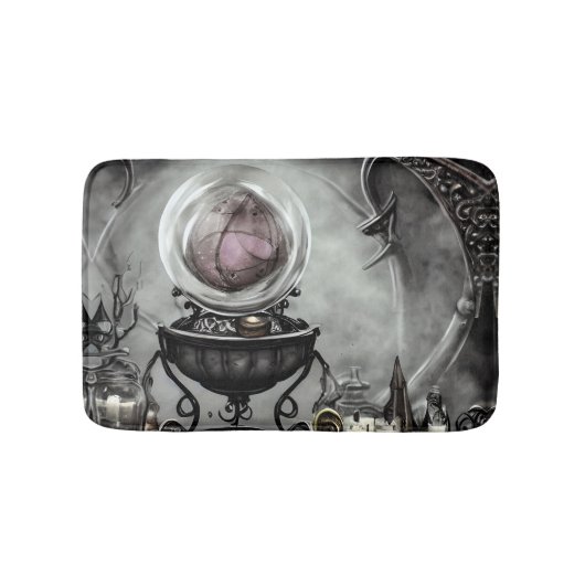 Verzierte Lila Kristallkugel- und Hexenkunstwaren Badematte (Vorderseite)