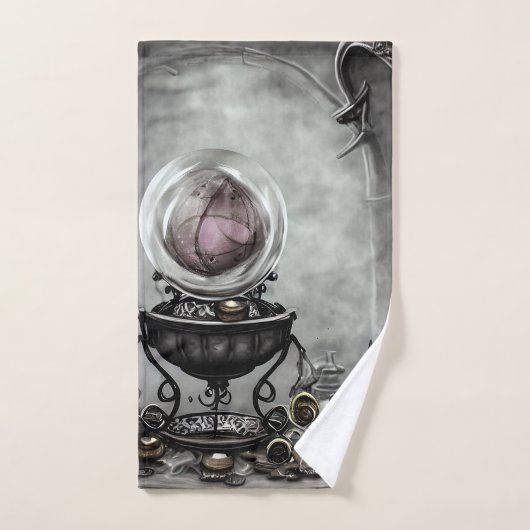Verzierte Lila Kristallkugel- und Hexenkunstwaren Badhandtuch Set (Handtuch)