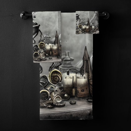 Verzierte Lila Kristallkugel- und Hexenkunstwaren Badhandtuch Set