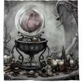 Verzierte Lila Kristallkugel- und Hexenkunstwaren Duschvorhang (Vorderseite)