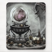 Verzierte Lila Kristallkugel- und Hexenkunstwaren Mousepad (Vorne)