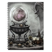 Verzierte Lila Kristallkugel- und Hexenkunstwaren Notizblock (Vorderseite)