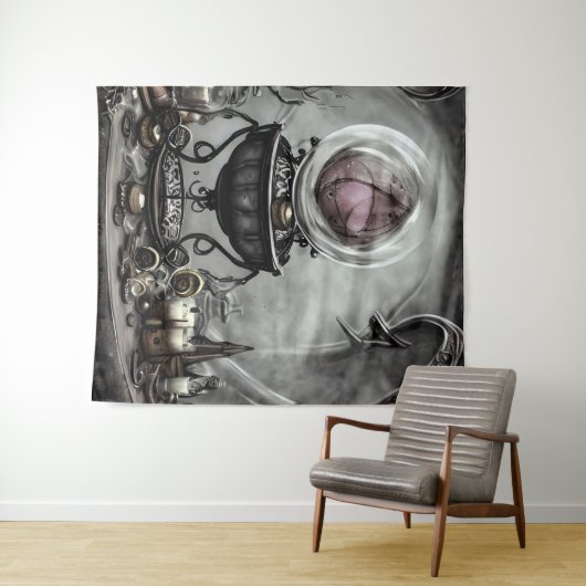 Verzierte Lila Kristallkugel- und Hexenkunstwaren Wandteppich (Beispiel (Horizontal))