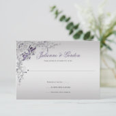 Verzierte Lila Silberblume Wirbel UAWG RSVP Karte (Stehend Vorderseite)