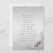 Verzierte Lila Silberblumen Wirbel Hochzeiten Einladung (Rückseite)