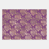 VERZIERTE LILA UND GOLD-PATTER & BLUME GESCHENKPAPIER SET (Vorderseite 3)