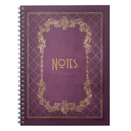 Verzierte Lila und Gold-Rahmen-Notebooks Notizblock