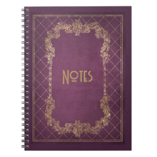 Verzierte Lila und Gold-Rahmen-Notebooks Notizblock