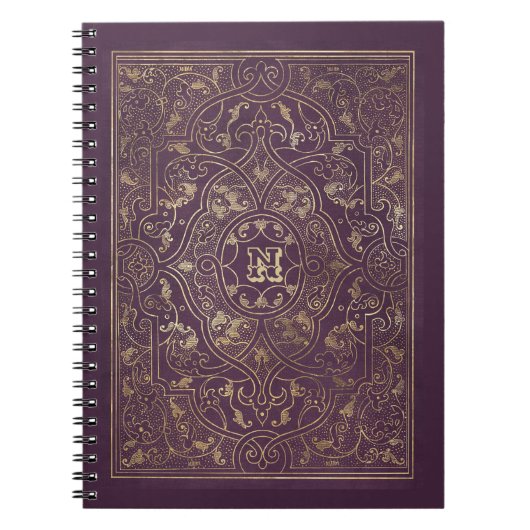 Verzierte Lila und Gold-Rahmen-Notebooks Notizblock (Vorderseite)