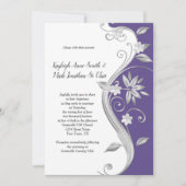 Verzierte Lila und silberne Wirbel Hochzeit Einladung (Vorderseite)