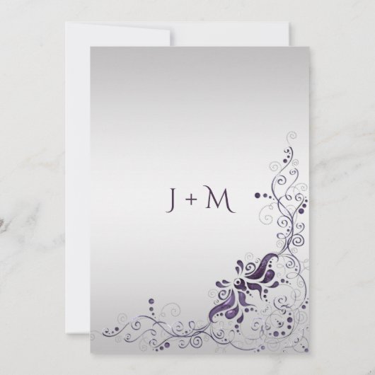 Verzierte Lila Wirbel auf der Einladung zur Silber (Rückseite)