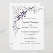 Verzierte Lila Wirbel auf der Einladung zur White (Vorne/Hinten)