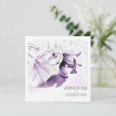 *~* Verzierte Lily AR12 QR FOTO UAWG Floral Weddin Einladung (Stehend Vorderseite)